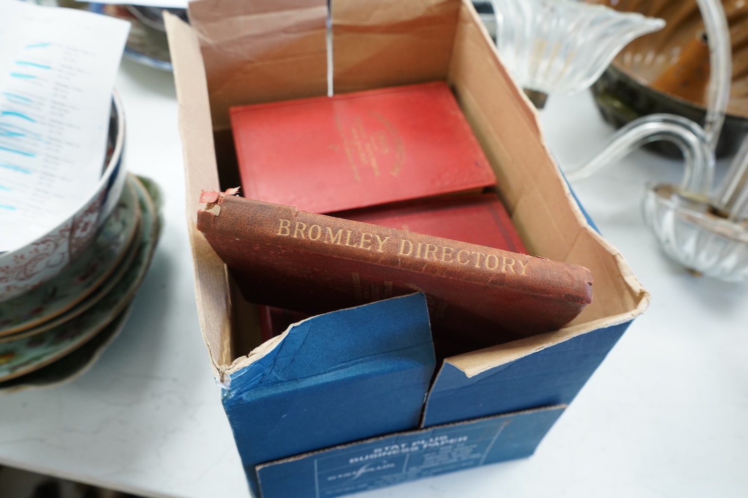 Bromley Directories - Strong's Bromley Directory ... original gilt cloth, for 1890, 1892, 1898, 1900 (with folded map) and 1905 (with folded map); sold with Kelly's Directory of Bromley ... original gilt cloth, for 1891